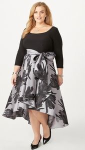 R&M Richards Long Sleeve Floral High Low Dress